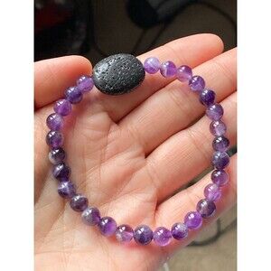 Natural amethyst lava bead stretchy Bracelet